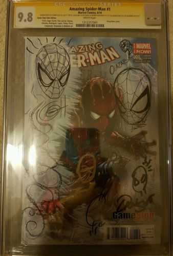 Amazing SpiderMan 1 Sketched by GREG HORN STAN LEE GAMESTOP FADE CGC SS 98
