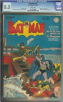 BATMAN 43 CGC 85 WHITE PAGES  JOKER COVERAPPEARANCE