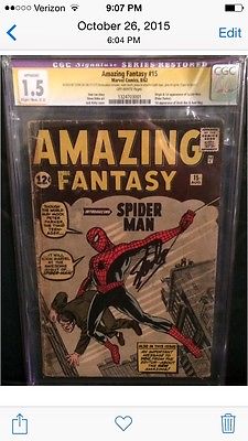 Amazing Fantasy 15 CGC 15 SoS Stan Lee Signed 1st Appearance Of SpiderMan