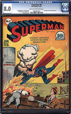 Superman 8 1941 CGC 80 VF Unrestored