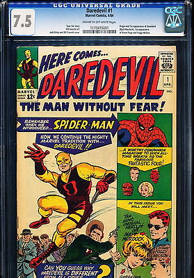 DAREDEVIL 1 CGC 75 Origin  1st App of Daredevil 1964