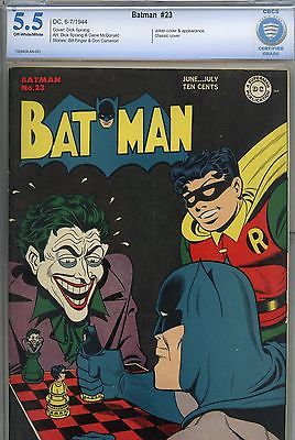 BATMAN 23  CBCS LIKE CGC 55 OWW PAGES  CLASSIC 1944 JOKER CHESS COVER