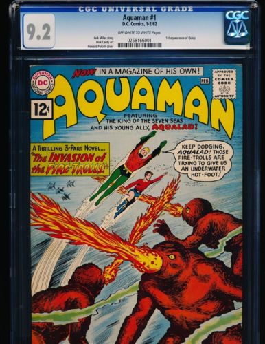 Aquaman  1  1st Quisp CGC 92 OWWHITE Pgs 