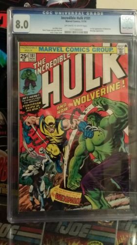 The Incredible Hulk  181 CGC 80 1st full apperance of Wolverine