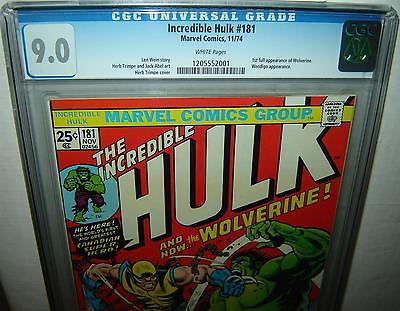 Incredible Hulk 181 CGC 90 White p 1st full Wolverine 1974 Marvel c04237