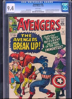 Avengers 10  CGC 94 Nov 1964  White  pgs 1st app Immortus Key book