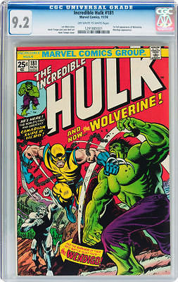 Hulk 181 CGC 92  OffWhite to White Pages  First Wolverine