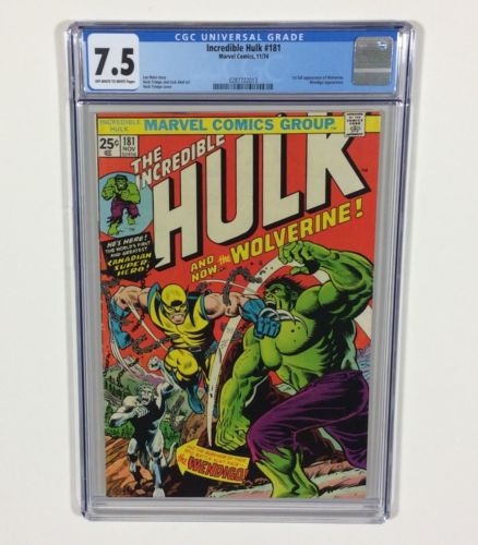 Incredible Hulk 181 CGC 75 KEY 1st Wolverine Full Appearance Marvel Comics