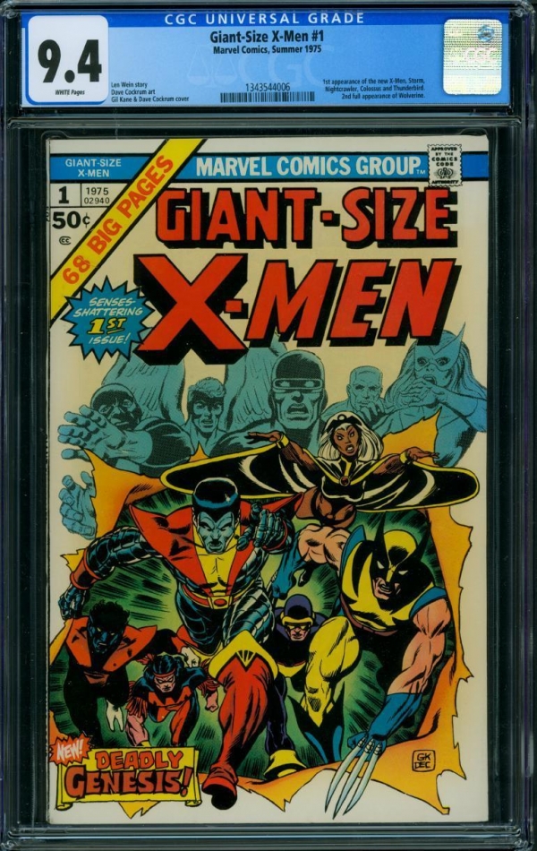 GIANTSIZE XMEN 1 CGC 94  WHITE PAGES  NO RESERVE AUCTION