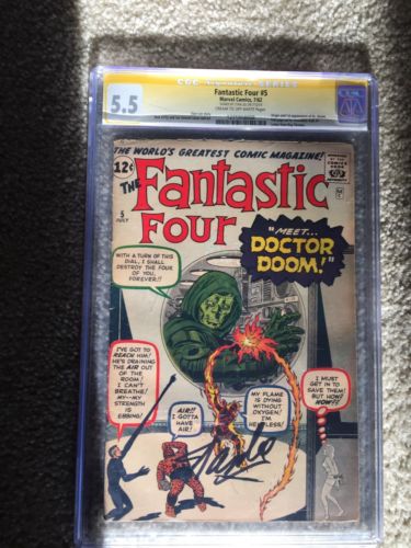 Fantastic Four  5 Cgc 55 Signed By Stan Lee 1st app of Dr Doom FF Issue 5