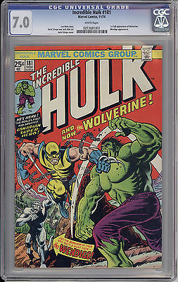 Incredible Hulk 181 CGC 70 White Pages first full Wolverine app  Old label 