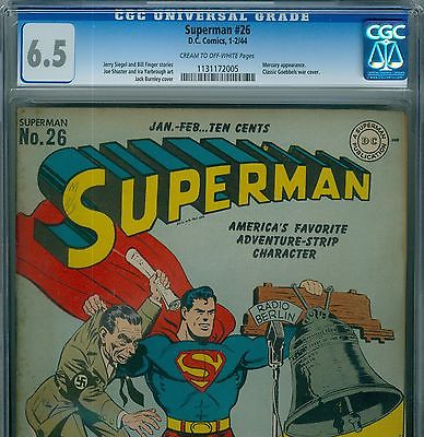 SUPERMAN 26 1944 CGC 65 CLASSIC WWII COVER Golden Age Comic Book action Nazi