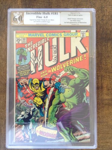 Hulk 181 Signed By Herb Trimpe  Len Wein PGX 60 like CGC 1st app Wolverine