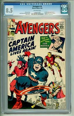 AVENGERS 4 CGC 85 FIRST SILVER AGE CAPTAIN AMERICA 1964 OW