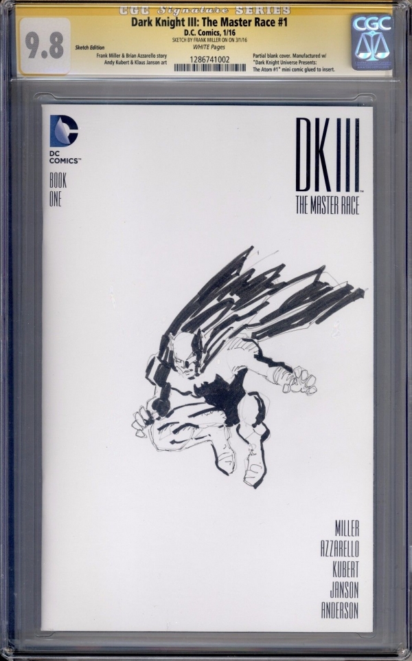 Dark Knight III 1 CGC SS 98 Sketched Frank Miller Full Figure Batman