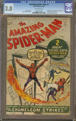 Amazing SpiderMan 1 CGC 30 OW MegaKey feat Origin  1st Fantastic Four Xover