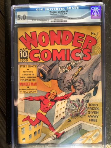 Comic Book Wonder comics 1 First Issue Wonder Man May 1939 CGC 50