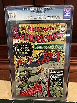 AMAZING SPIDERMAN 14 CGC 75 VF 1ST APP OF GREEN GOBLIN 1ST HULK  SPIDEY MEET