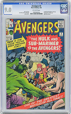 Avengers 3 CGC 90 OW 1st HulkSubMariner TeamUp Kirby Marvel Silver Age