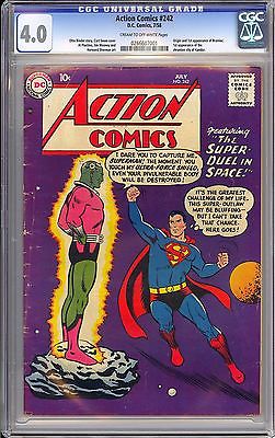 Action Comics 242 Nice Origin  1st App Brainiac Superman DC 1958 CGC 40