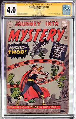 RARE JOURNEY INTO MYSTERY 83 CGC 40 SS STAN LEE OWW PAGES 1ST THOR UK EDITION