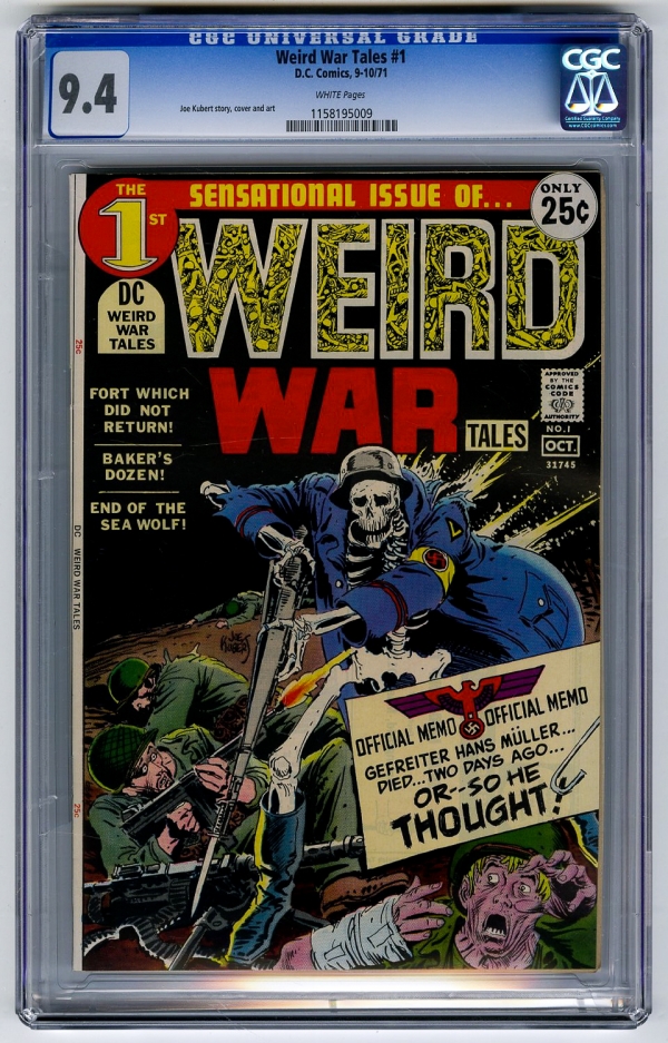 Weird War Tales 1 CGC 94 WHITE Nazi Kubert DC Bronze Age Comic Horror