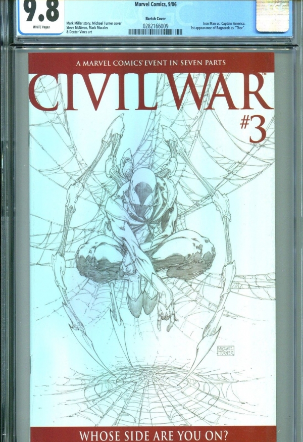 CIVIL WAR 3 CGC 98 TURNER SKETCH VARIANT COVER CAPTAIN AMERICA 2006