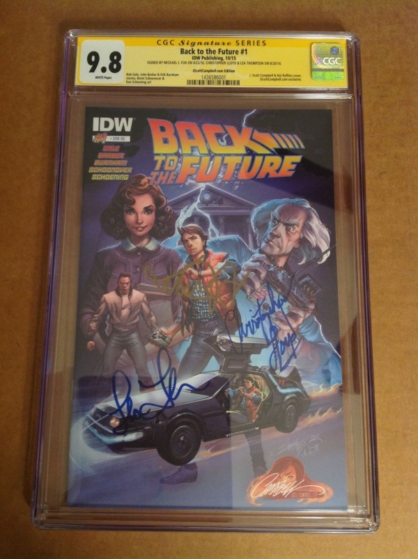 CGC 98 SS Back to the Future 1 Campbell Variant signed by Fox Lloyd  Thompson