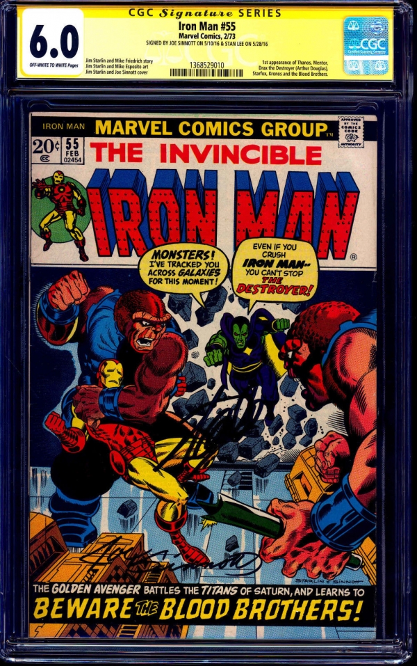 Iron Man 55 CGC SS 60 signed x2 Stan Lee  Joe Sinnott 1st THANOS 