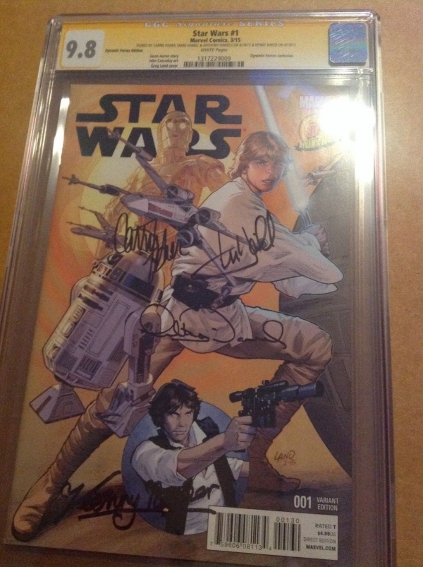 CGC SS 98 Star Wars 1 DF variant signed by Hamill Fisher Daniels  Baker