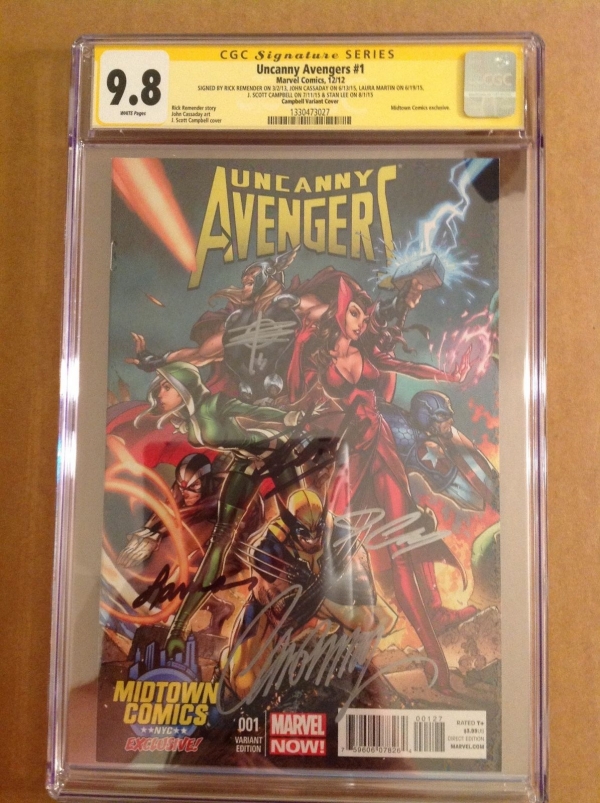 CGC SS 98 Uncanny Avengers 1 variant signed Lee Campbell Cassaday  2 others