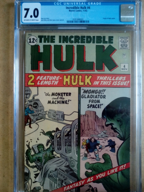 MARVEL COMICS THE INCREDIBLE HULK 4 NOVEMBER 1962 CGC 70