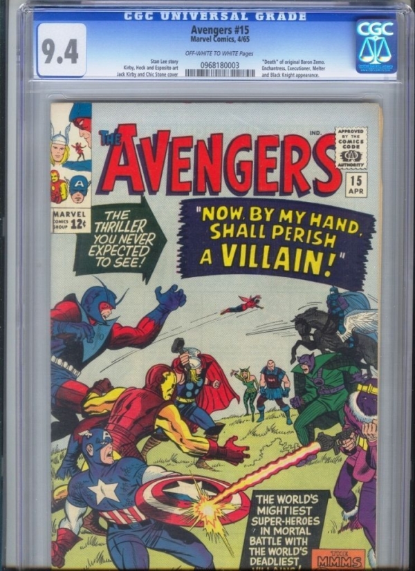 Avengers 15  Death of Baron Zemo  OWW  CGC 94 NO RESERVE