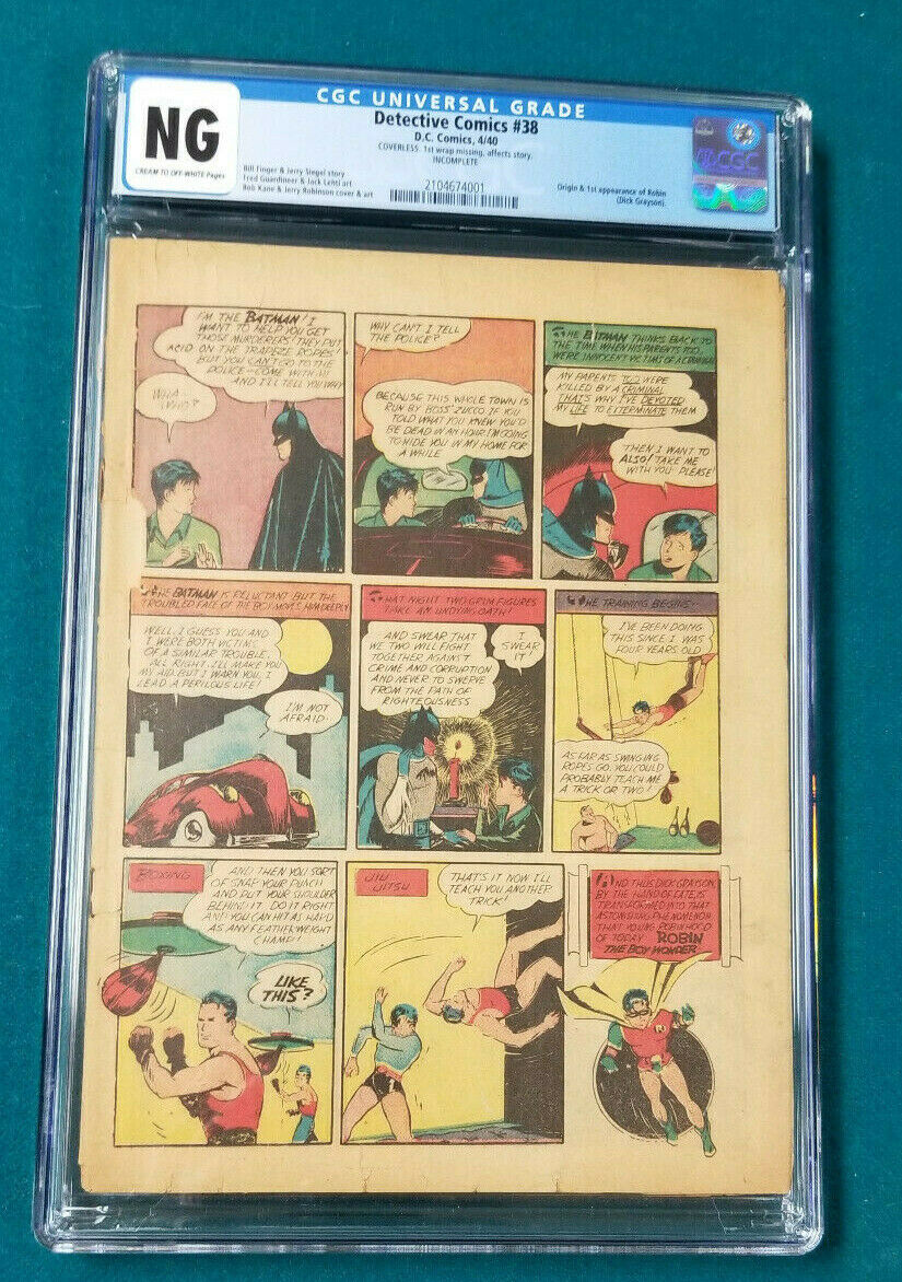 Detective Comics  38 CGC NG DC 1940 Batman 1st App  Origin of Robin COOL RARE