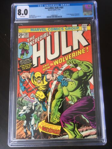 Incredible Hulk 181 CGC 80 WHITE PGS 1st Wolverine 1174 3 Day No Reserve 