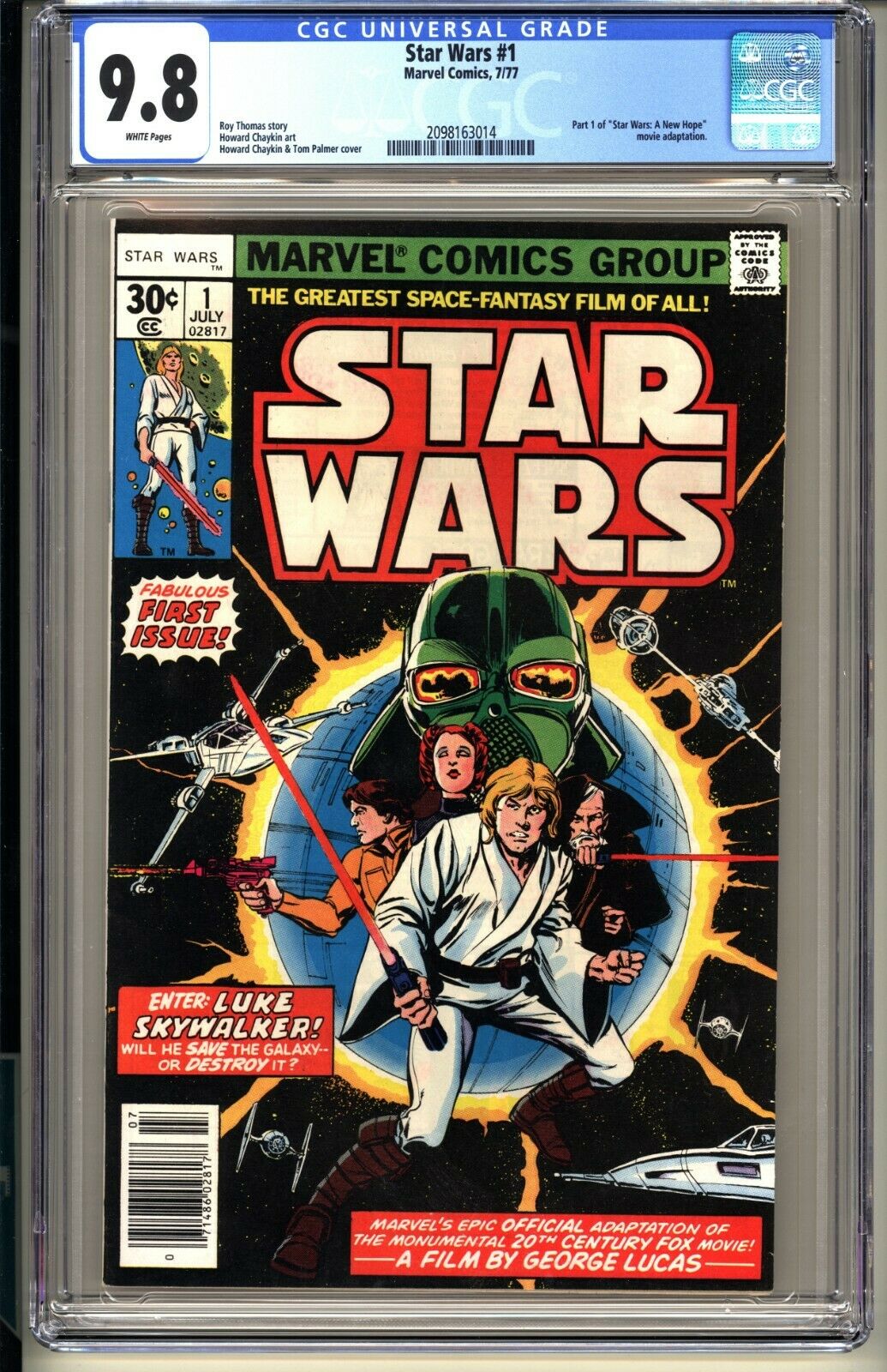 STAR WARS 1  CGC 98 WP   Marvel Comics 1977  A New Hope Vader Skywalker Jedi