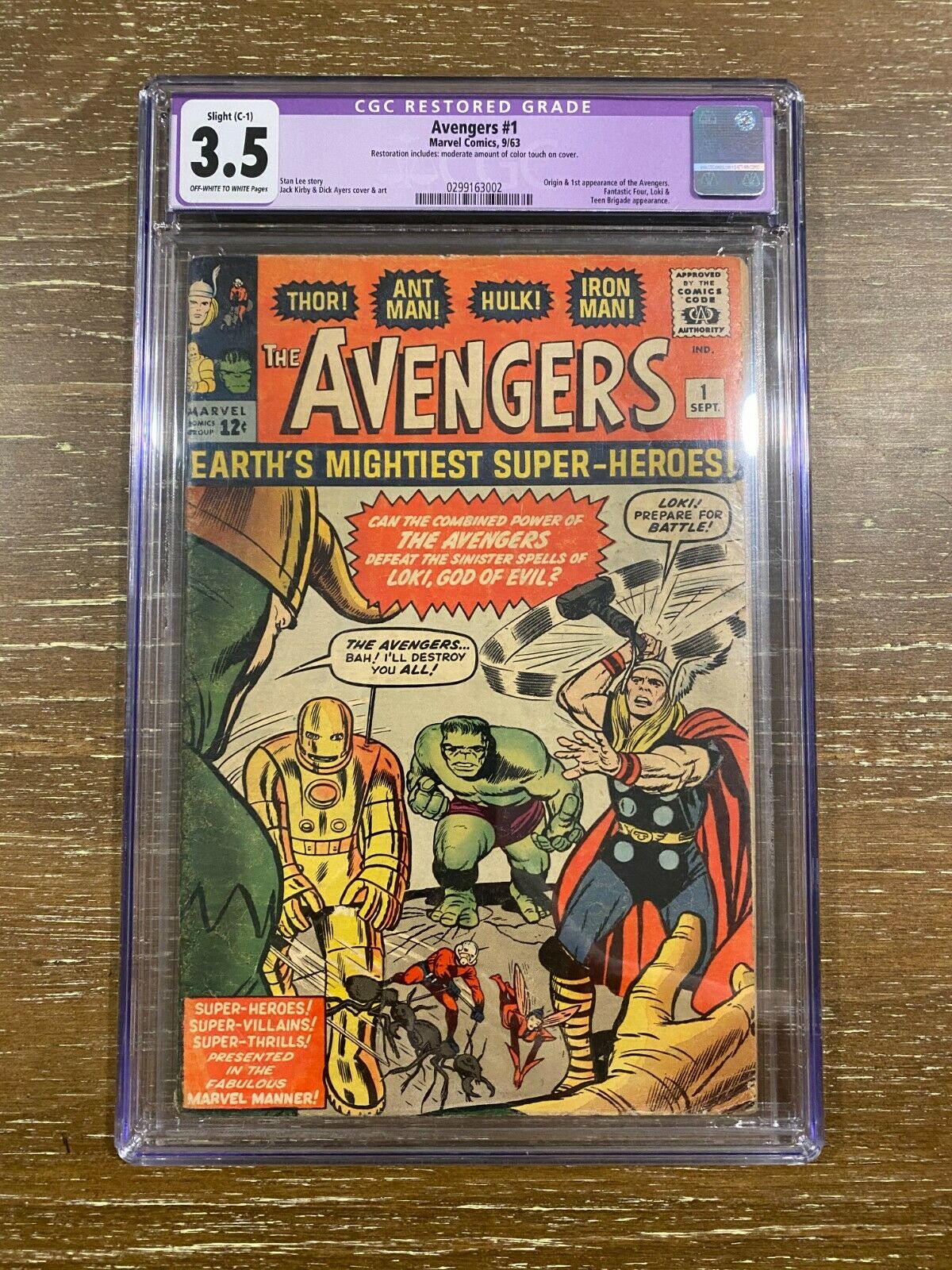 AVENGERS 1 1963 CGC 35 OffWhite to White Pages RESTORED PURPLE