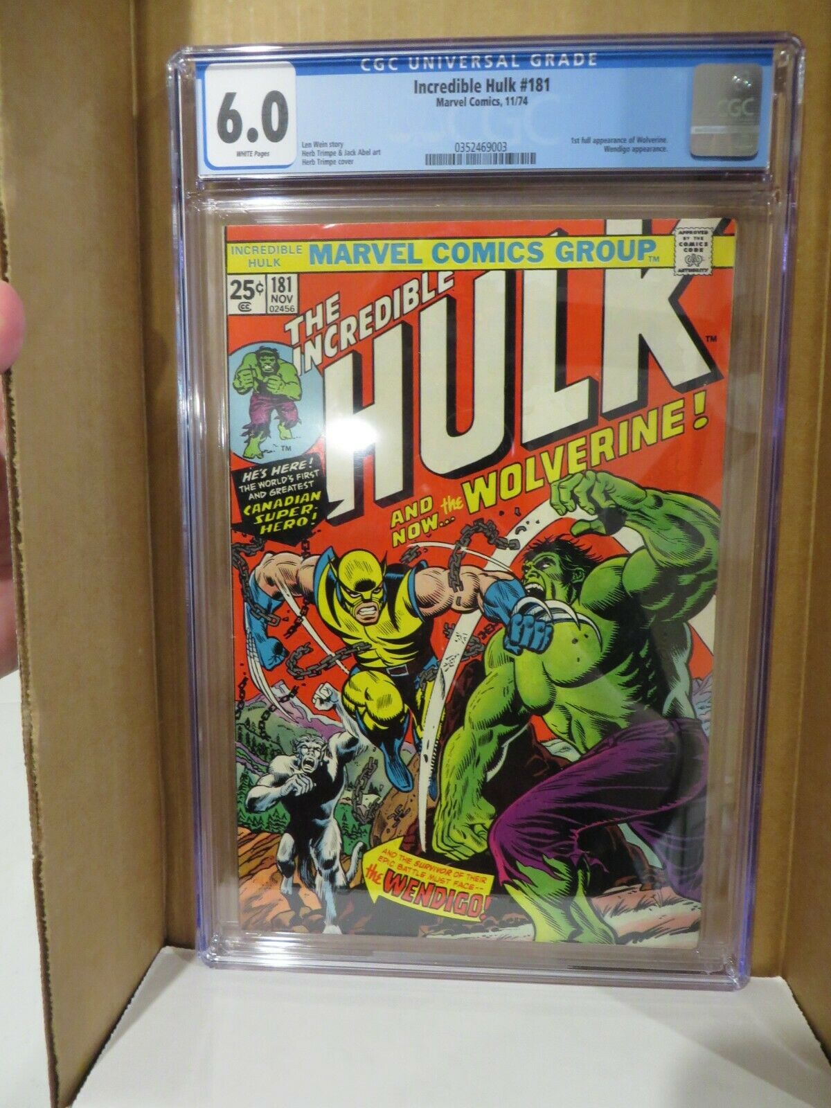 CGC 60 MARVEL INCREDIBLE HULK 181 1ST APPEARANCE WOLVERINE