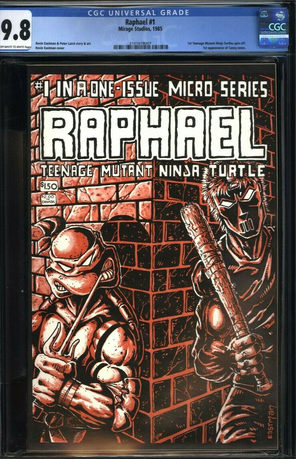 Raphael 1  CGC 98 OWW NMMT  Mirage Studious 1985  1st appearance CASEY JONES