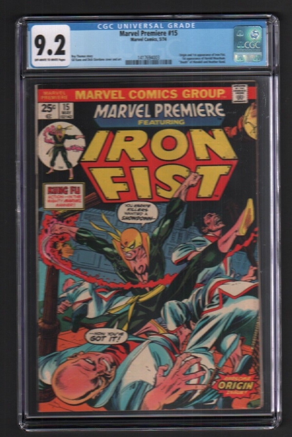 MARVEL PREMIERE 15  ORIGIN  1st APP IRON FIST  MARVEL COMICS1974 CGC 92