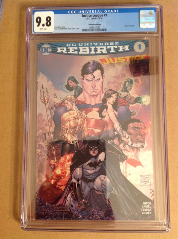 CGC 98 Justice League 1 SDCC Convention Foil Variant Cover Rebirth Batman