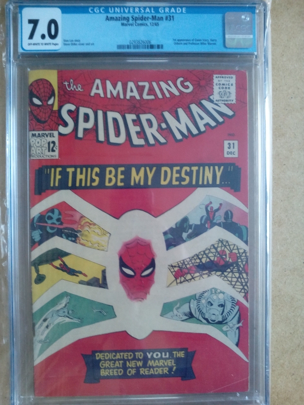 MARVEL COMICS AMAZING SPIDERMAN 31  1st appearance of Gwen Stacy CGC 70 1965