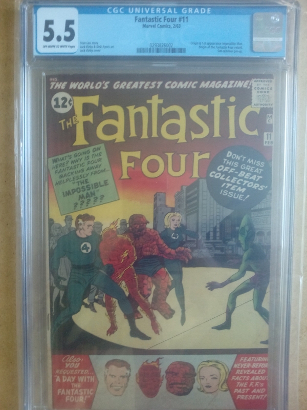 Marvel Comics FANTASTIC FOUR 11 OrIgin1st app Impossible Man 1963 CGC 55