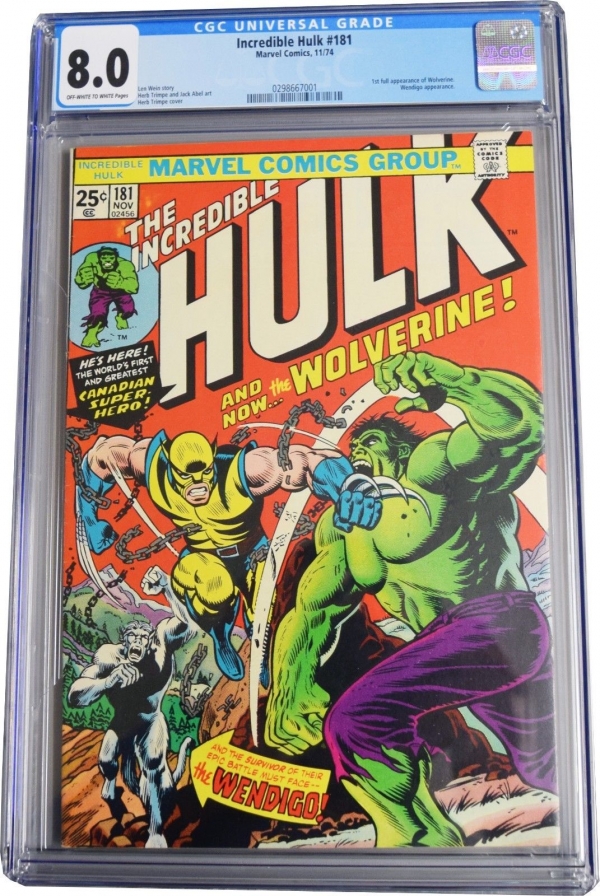 The Incredible Hulk 181 CGC Graded 80 First Appearance Of Wolverine OWWHITE