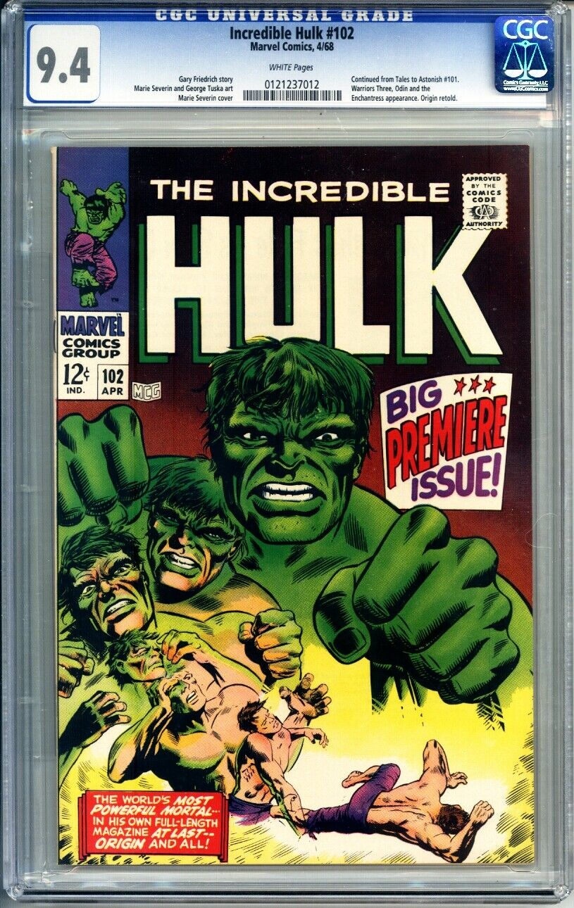 INCREDIBLE HULK 102 CGC GRADED NM 94 0RIGIN RETOLD WHITE PAGES