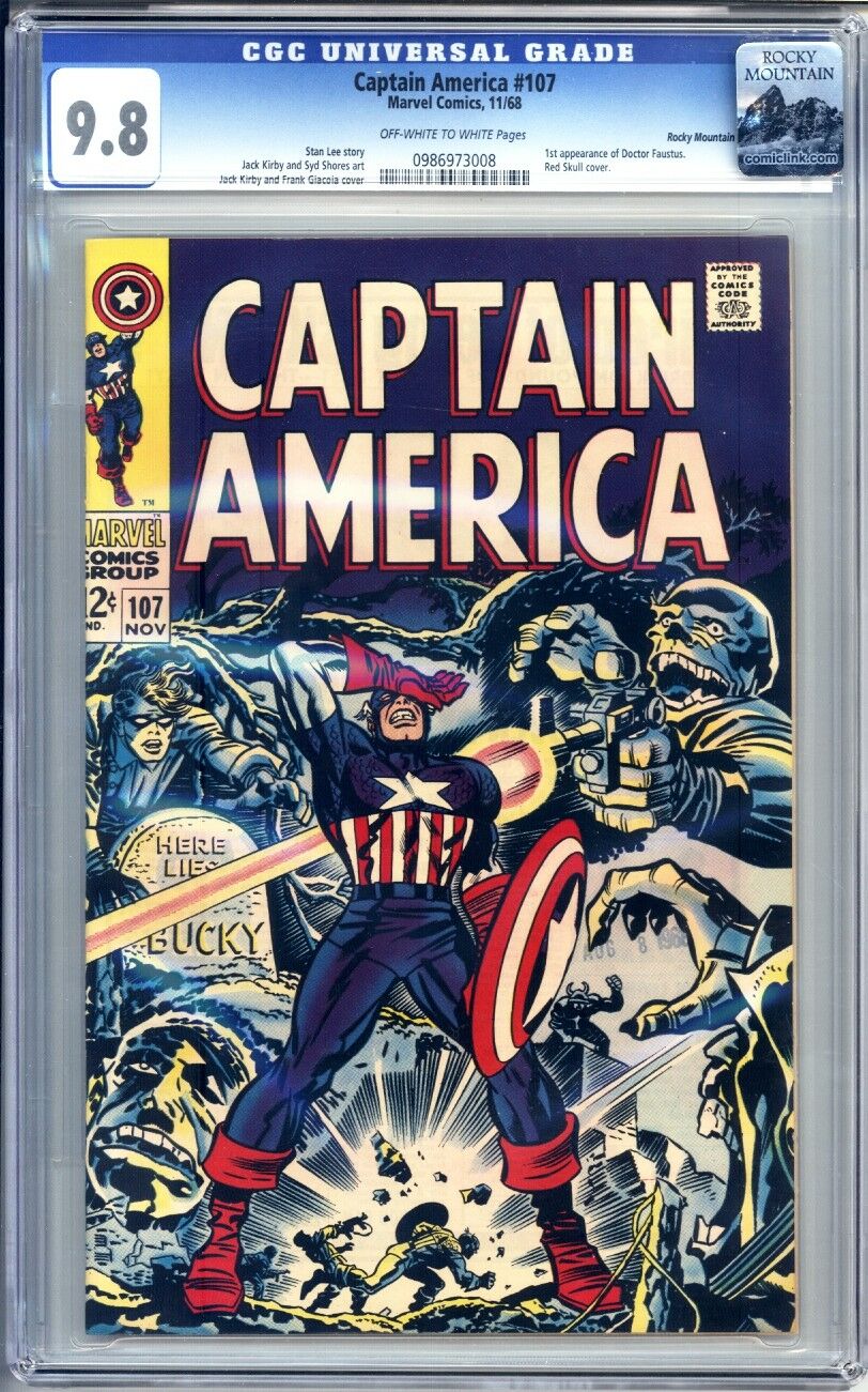 CAPTAIN AMERICA 107 CGC GRADED NMM 98 ROCKEY MOUNTAIN PEDIGREE RED SKULL