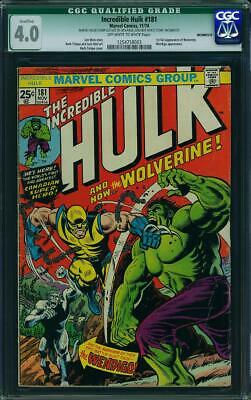 INCREDIBLE HULK 181 CGC 40 1 ST WOLVERINE XMEN QUALIFIED AND PRICED TO SELL VG