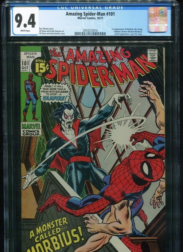 Amazing SpiderMan 101 CGC 94 White Pages 1st Morbius