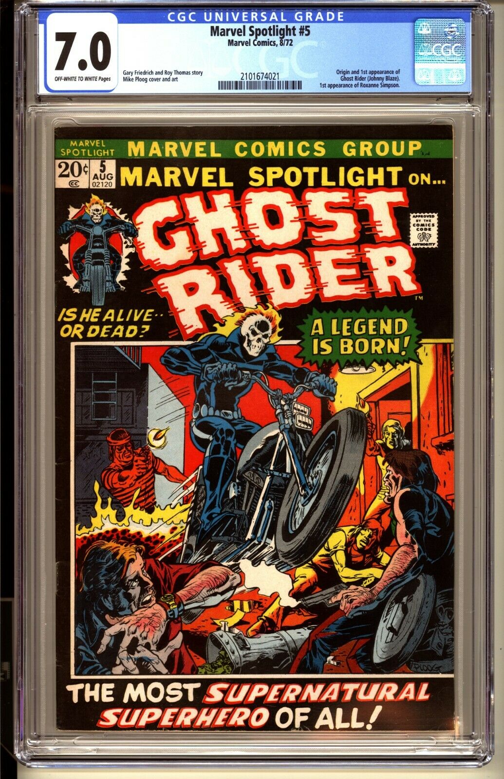 MARVEL SPOTLIGHT 5  CGC 70 OWW FNVF  Marvel Comics 1972  1st app GHOST RIDER