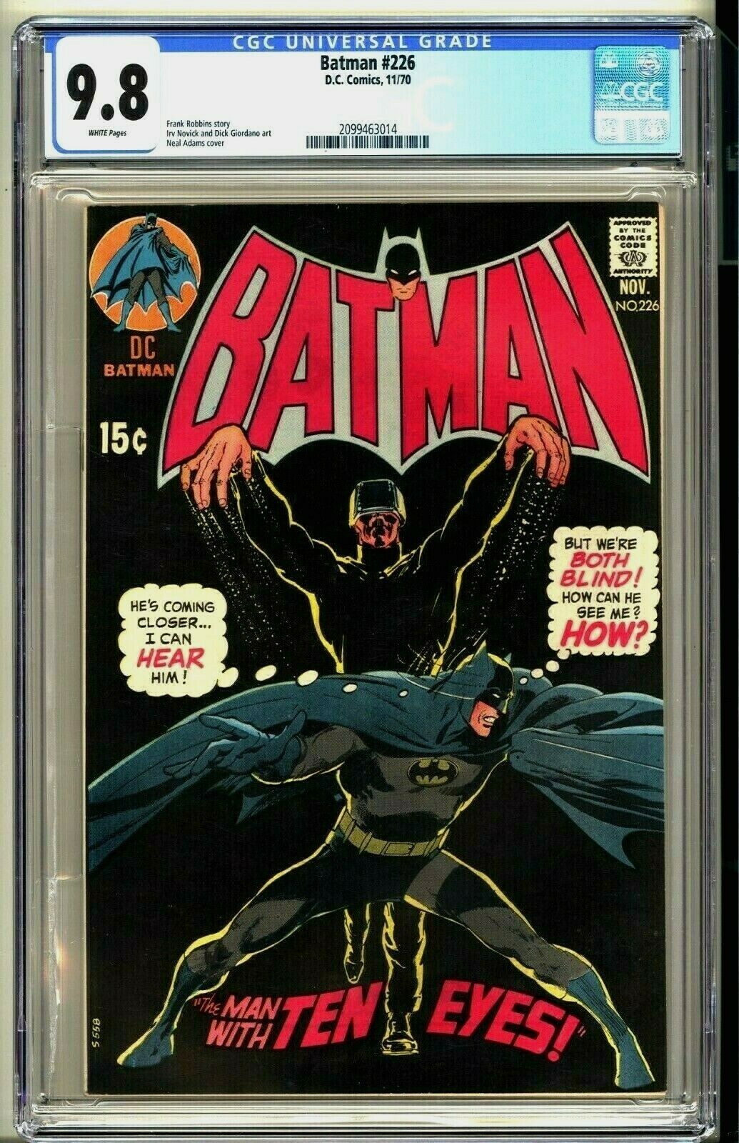 BATMAN 226  CGC 98 WP NMMT  DC Comics 1970  Neal Adams  Top CGC Census Bronze